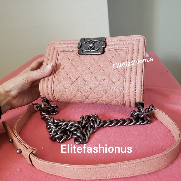 Chanel boy pink caviar ruthenium hardware small bag - Picture 7 of 8